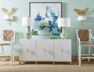 Chelsea House Classic Green-And-White Table Lamp With Polished Brass Mounting — 32" Ceramic Ambient Light Accent 69717