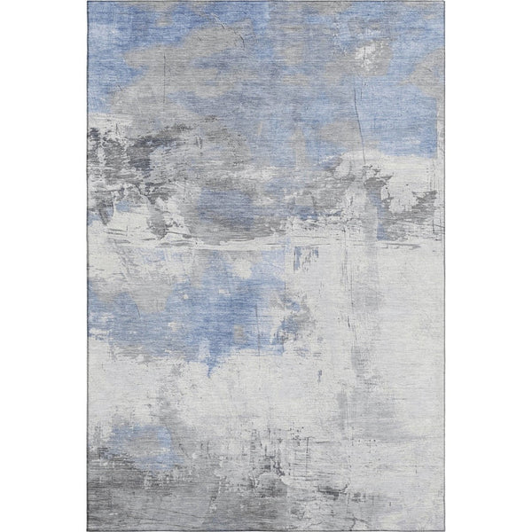 HomeRoots 10' X 14' Washable Area Rug in Denim Blue, Gray & Ivory - UV Protected, Stain Resistant & Non-Slip 697170
