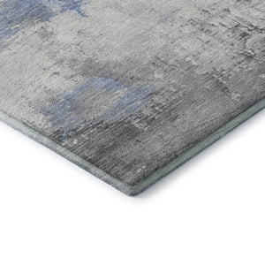 HomeRoots 10' X 14' Washable Area Rug in Denim Blue, Gray & Ivory - UV Protected, Stain Resistant & Non-Slip 697170