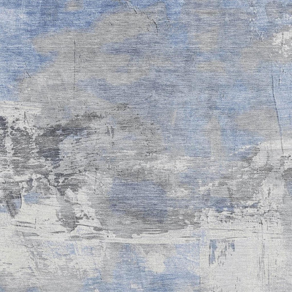 HomeRoots 10' X 14' Washable Area Rug in Denim Blue, Gray & Ivory - UV Protected, Stain Resistant & Non-Slip 697170