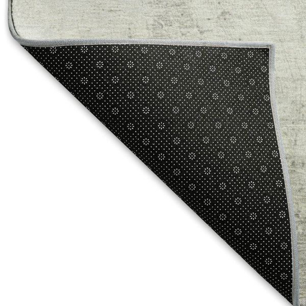 HomeRoots 5' Abstract Washable Area Rug in Gold, Gray & Ivory - UV Protected, Stain-Resistant for Modern Homes 697172