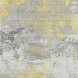 HomeRoots 10' X 14' Gold Gray Ivory Abstract Area Rug – Washable, UV Protected, Durable for Kids & Pets 697176