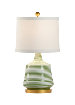 Chelsea House Beehive Hand-Painted Lamp In Green & White Glaze With Antique Gold Leaf Accents For Warm Ambiance 69718