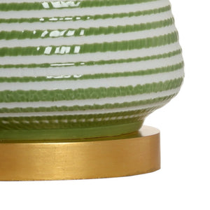 Chelsea House Beehive Hand-Painted Lamp In Green & White Glaze With Antique Gold Leaf Accents For Warm Ambiance 69718