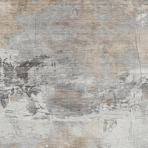 HomeRoots 8' X 10' Abstract Ivory Gray Beige Area Rug - Washable, UV Protected, Perfect for High-Traffic Homes 697180