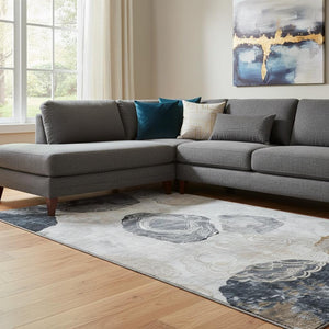 HomeRoots 8' X 10' Stylish Gray Charcoal & Beige Geometric Washable Area Rug with UV Protection & Durability 697192