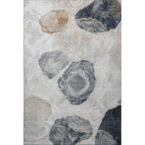 HomeRoots 8' X 10' Stylish Gray Charcoal & Beige Geometric Washable Area Rug with UV Protection & Durability 697192