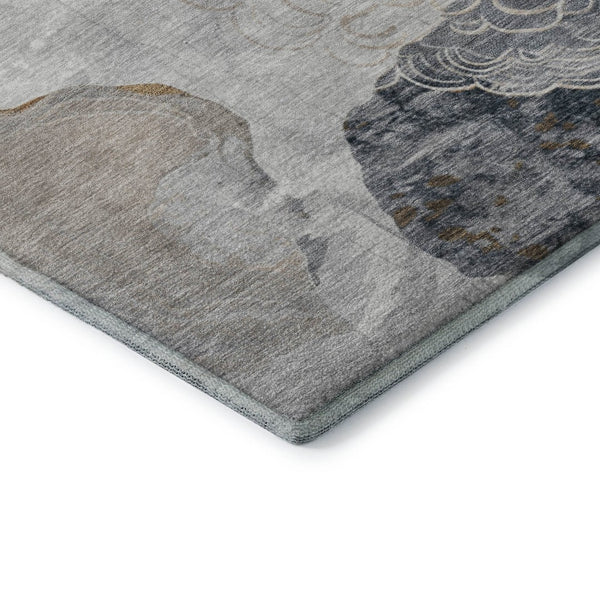 HomeRoots 8' X 10' Stylish Gray Charcoal & Beige Geometric Washable Area Rug with UV Protection & Durability 697192