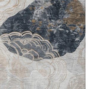 HomeRoots 8' X 10' Stylish Gray Charcoal & Beige Geometric Washable Area Rug with UV Protection & Durability 697192