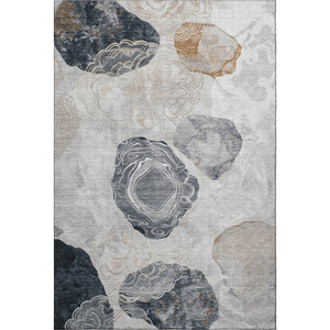 HomeRoots 8' X 10' Stylish Gray Charcoal & Beige Geometric Washable Area Rug with UV Protection & Durability 697192