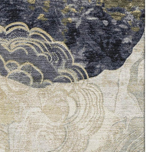 HomeRoots 8' X 10' Ivory Tan & Charcoal Geometric Area Rug - Washable, UV Protected, Stylish & Durable! 697198