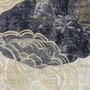 HomeRoots 10' X 14' Ivory Tan Charcoal Geometric Area Rug - Washable, Stain-Resistant, UV Protected & Durable! 697200