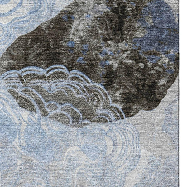 HomeRoots 8' X 10' Stylish Sky Blue Geometric Area Rug – Washable, UV-Protected, Non-Slip for High-Traffic Spaces 697204
