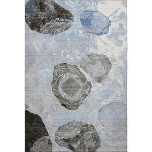 HomeRoots 8' X 10' Stylish Sky Blue Geometric Area Rug – Washable, UV-Protected, Non-Slip for High-Traffic Spaces 697204