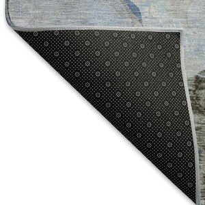 HomeRoots 10' Sky Blue Charcoal & Ivory Geometric Washable Area Rug with UV Protection for Any Room Style 697206