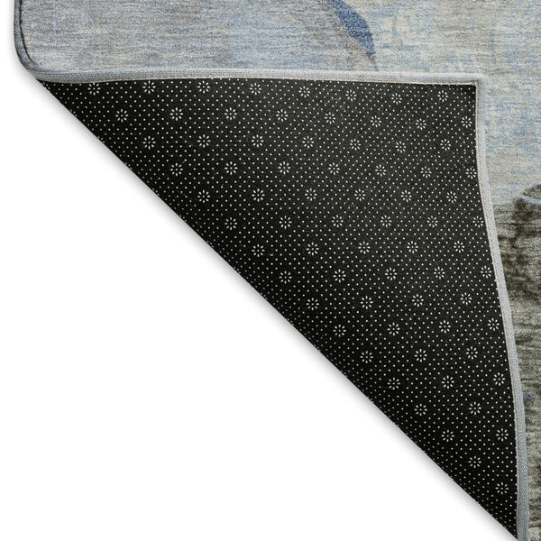 HomeRoots 10' Sky Blue Charcoal & Ivory Geometric Washable Area Rug with UV Protection for Any Room Style 697206