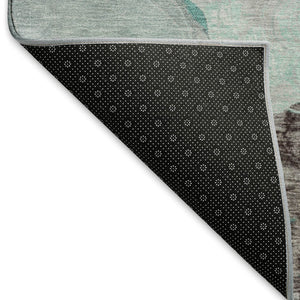HomeRoots 10' X 14' Teal Charcoal Ivory Geometric Area Rug - Washable, Stain-Resistant, UV Protected Design 697212