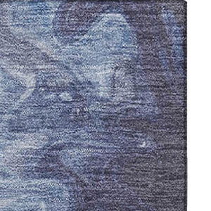 HomeRoots 8' X 10' Abstract Washable Area Rug in Blue & Ivory - Stylish UV-Protected Design for High-Traffic Spaces 697216