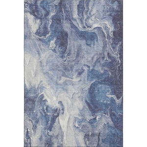 HomeRoots 9' X 12' Blue & Ivory Abstract Area Rug - Durable, Washable, UV-Protected for High-Traffic Spaces 697217