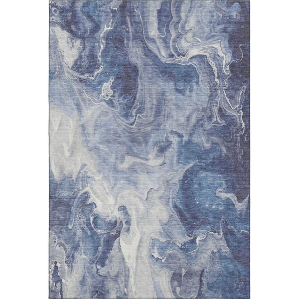 HomeRoots 9' X 12' Blue & Ivory Abstract Area Rug - Durable, Washable, UV-Protected for High-Traffic Spaces 697217