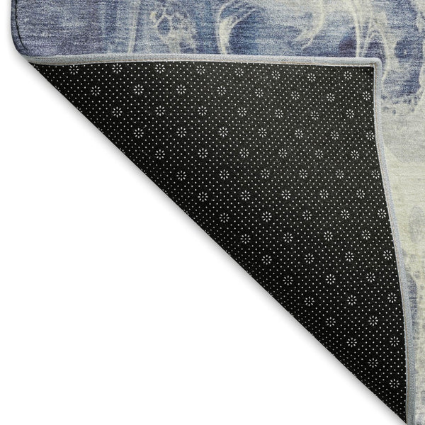 HomeRoots 9' X 12' Blue & Ivory Abstract Area Rug - Durable, Washable, UV-Protected for High-Traffic Spaces 697217