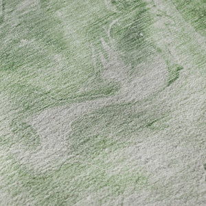 HomeRoots 8' Round Area Rug in Green, Gray, Ivory - Stylish, Stain-Resistant, UV-Protected, Non-Slip Design 697221