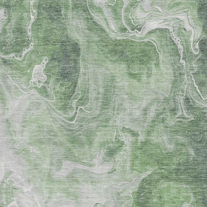 HomeRoots 8' X 10' Stylish Green Gray Ivory Abstract Washable Area Rug with UV Protection for Any Room 697222