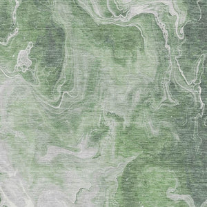 HomeRoots 9' X 12' Abstract Area Rug in Green, Gray & Ivory - Washable, UV Protected & Ideal for Family Spaces 697223