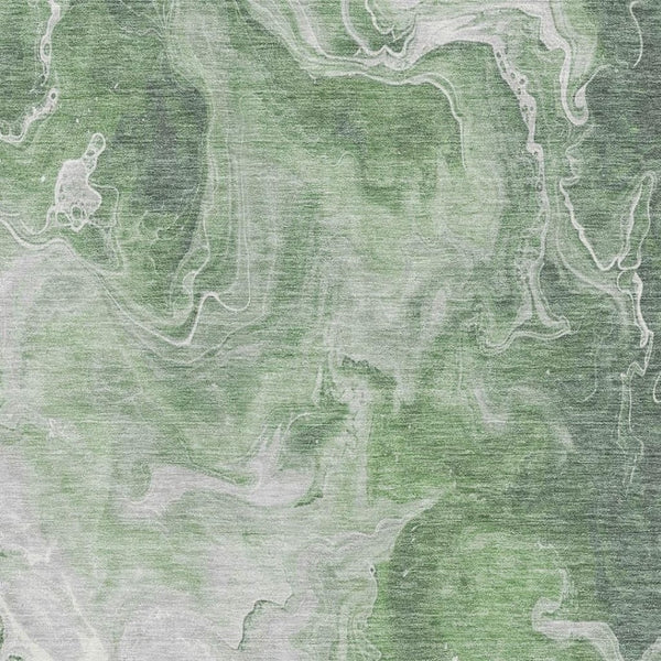 HomeRoots 9' X 12' Abstract Area Rug in Green, Gray & Ivory - Washable, UV Protected & Ideal for Family Spaces 697223