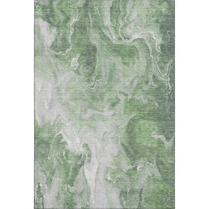 HomeRoots 10' X 14' Washable Area Rug in Green, Gray & Ivory - Modern Abstract Design with UV Protection 697224