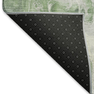 HomeRoots 10' X 14' Washable Area Rug in Green, Gray & Ivory - Modern Abstract Design with UV Protection 697224