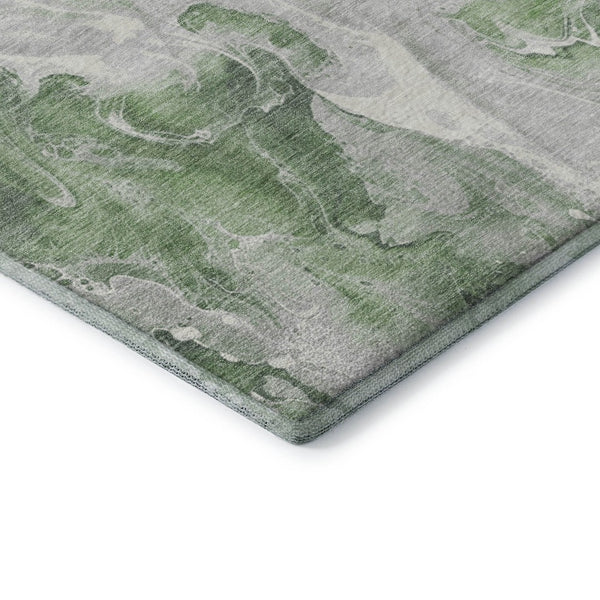 HomeRoots 10' X 14' Washable Area Rug in Green, Gray & Ivory - Modern Abstract Design with UV Protection 697224