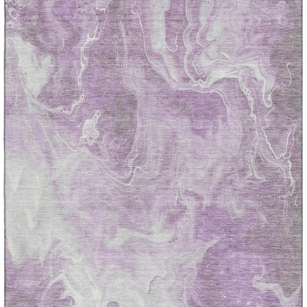 HomeRoots 8' X 10' Lavender and Ivory Abstract Washable Area Rug - UV Protected, Stain Resistant, Modern Style 697228