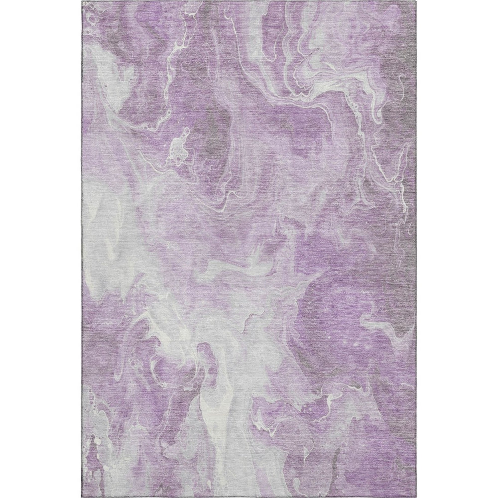 HomeRoots 9' X 12' Lavender And Ivory Abstract Area Rug – Durable, Washable, UV Protected, Perfect for Homes 697229
