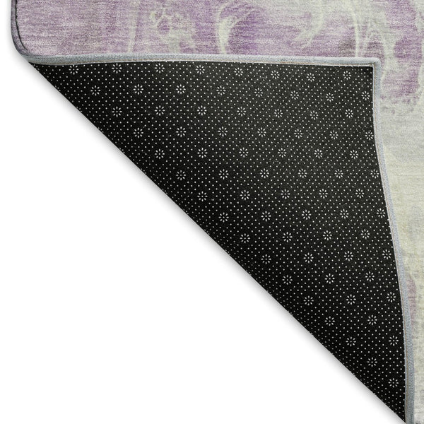HomeRoots 10' X 14' Abstract Lavender & Ivory Washable Area Rug – UV Protected, Stain Resistant, Durable Design 697230