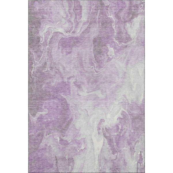HomeRoots 10' X 14' Abstract Lavender & Ivory Washable Area Rug – UV Protected, Stain Resistant, Durable Design 697230