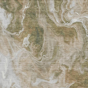 HomeRoots 5' X 8' Stylish Coffee, Copper & Silver Abstract Area Rug – Washable, UV-Protected & Non-Slip Design 697232