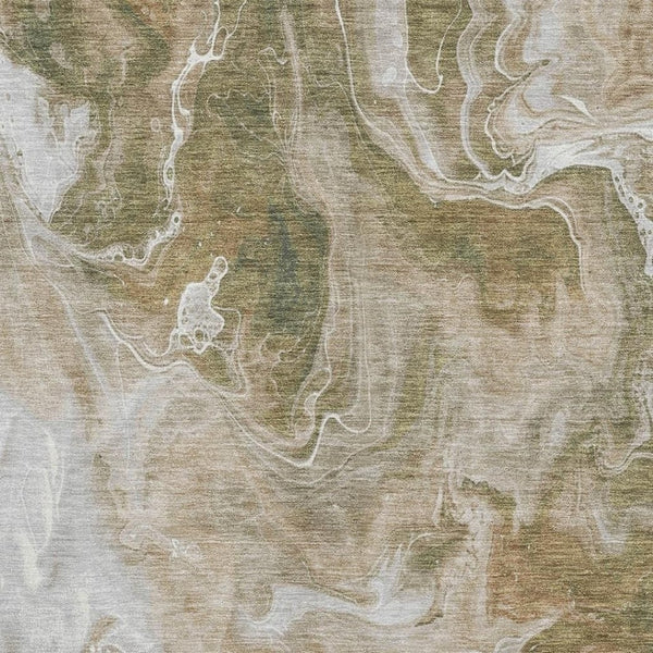 HomeRoots 8' X 10' Coffee Copper Silver Abstract Washable Area Rug – UV Protected, Stain Resistant, Durable Design 697234