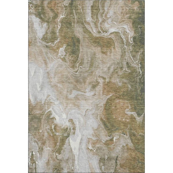 HomeRoots 9' X 12' Stylish Coffee Copper Silver Abstract Washable Area Rug with UV Protection for Homes 697235