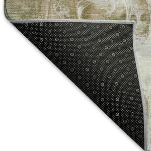 HomeRoots 9' X 12' Stylish Coffee Copper Silver Abstract Washable Area Rug with UV Protection for Homes 697235