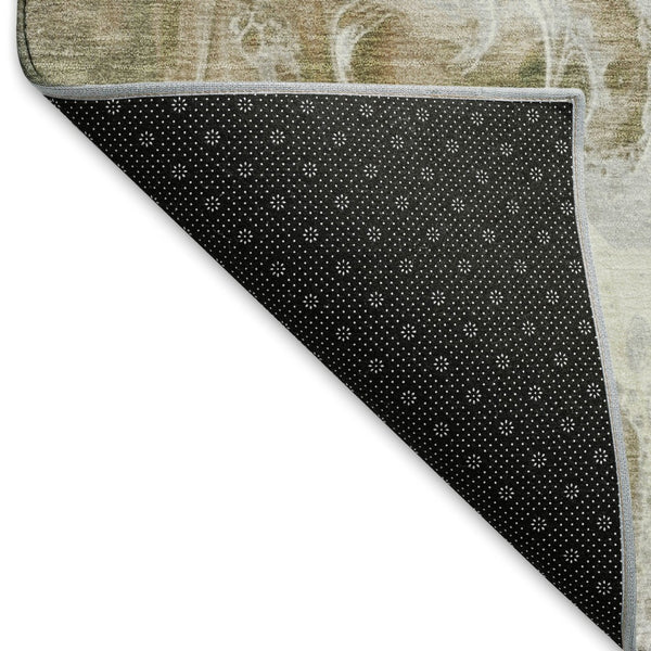 HomeRoots 9' X 12' Stylish Coffee Copper Silver Abstract Washable Area Rug with UV Protection for Homes 697235