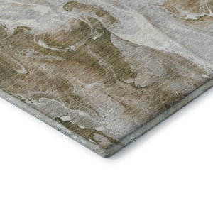 HomeRoots 9' X 12' Stylish Coffee Copper Silver Abstract Washable Area Rug with UV Protection for Homes 697235