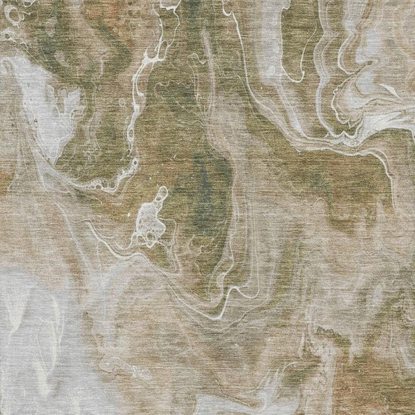 HomeRoots 9' X 12' Stylish Coffee Copper Silver Abstract Washable Area Rug with UV Protection for Homes 697235