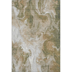 HomeRoots 10' X 14' Modern Abstract Washable Area Rug in Coffee, Copper & Silver with UV Protection & Durability 697236