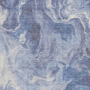 HomeRoots 9' X 12' Navy Blue & Ivory Abstract Washable Area Rug - UV Protected, Durable, Family-Friendly Design 697241