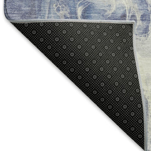 HomeRoots 10' X 14' Navy Blue & Ivory Abstract Area Rug - Stylish, Washable, UV-Protected & Durable for Homes 697242