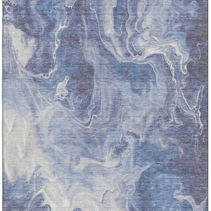 HomeRoots 10' X 14' Navy Blue & Ivory Abstract Area Rug - Stylish, Washable, UV-Protected & Durable for Homes 697242