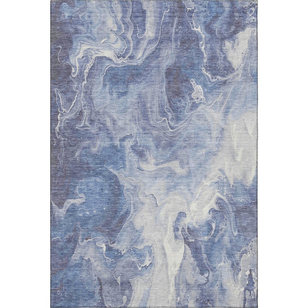 HomeRoots 10' X 14' Navy Blue & Ivory Abstract Area Rug - Stylish, Washable, UV-Protected & Durable for Homes 697242
