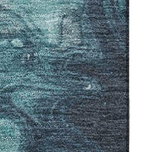 HomeRoots 10' X 14' Teal Gray Silver Abstract Washable Area Rug - Durable, Stain-Resistant & UV Protected! 697248