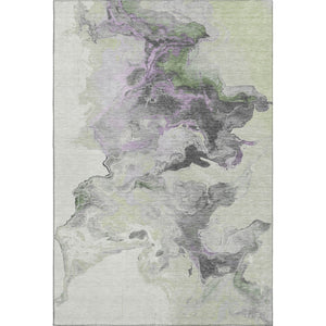 HomeRoots 10' X 14' Artichoke Green Gray Ivory Abstract Area Rug - Washable, Stain Resistant, UV Protected! 697254